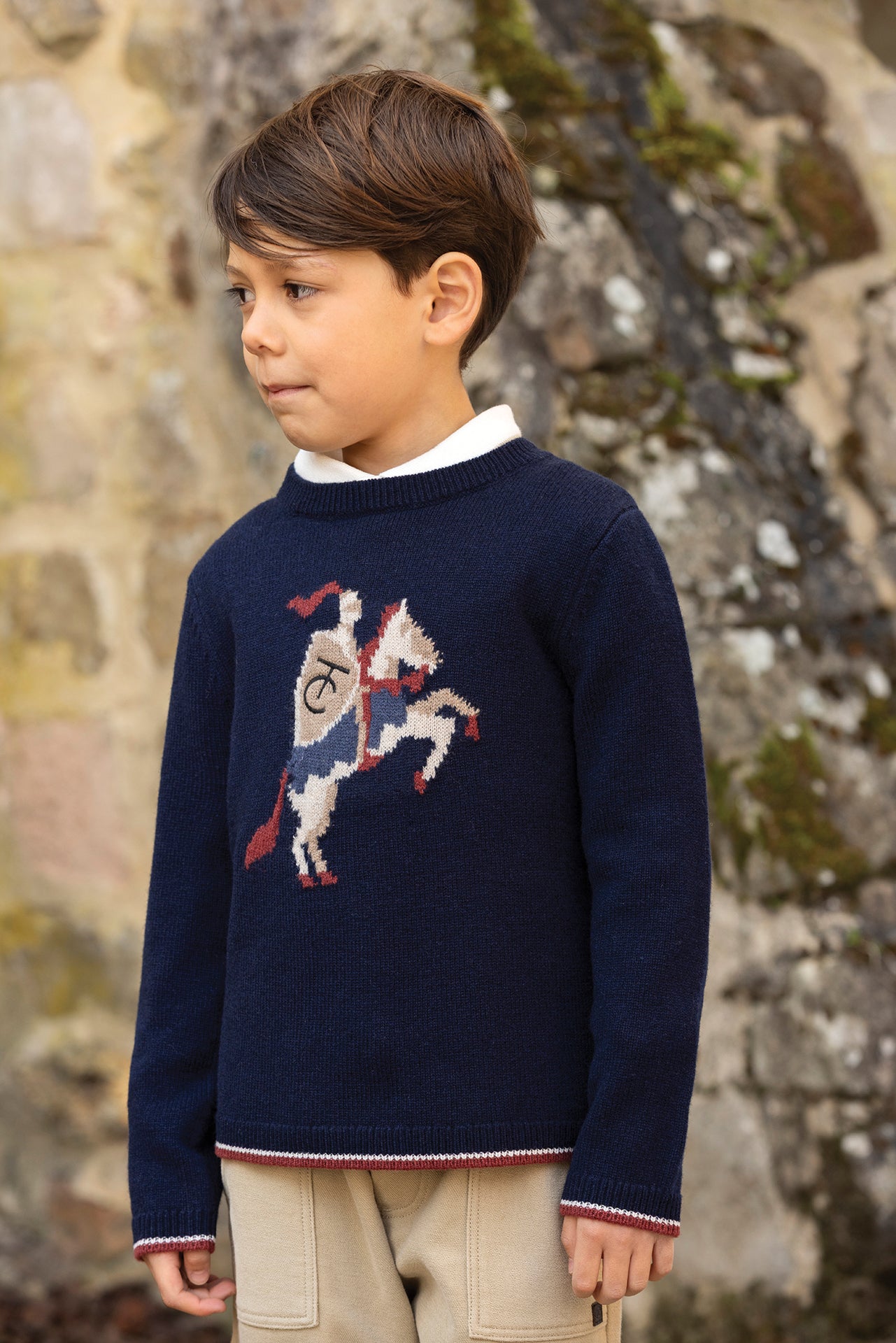 Pull - Marine laine broderie chevalier
