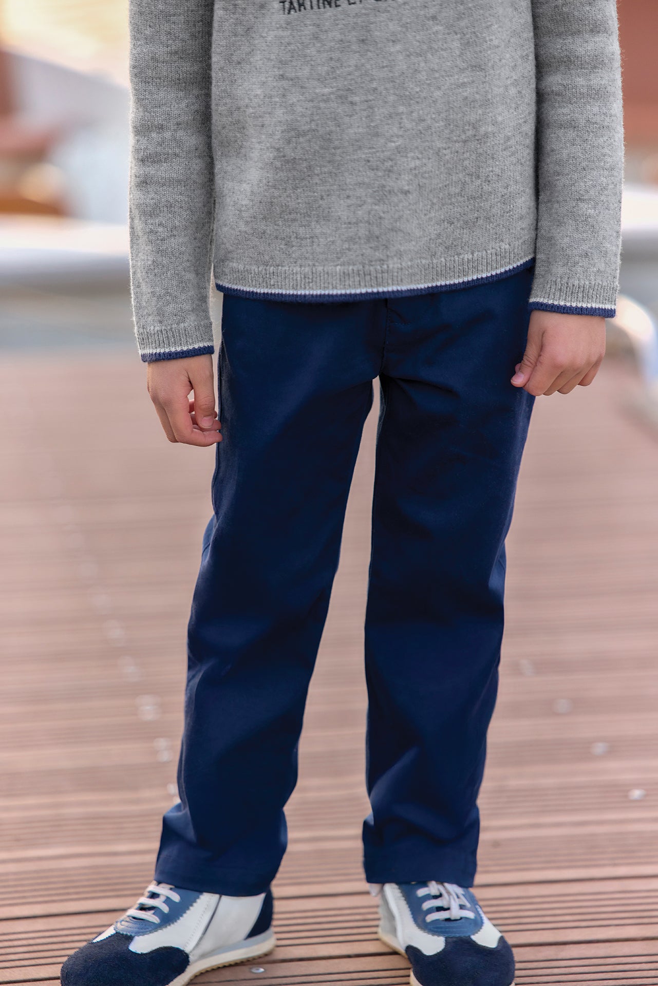 Pull - Gris chiné laine broderie voiture