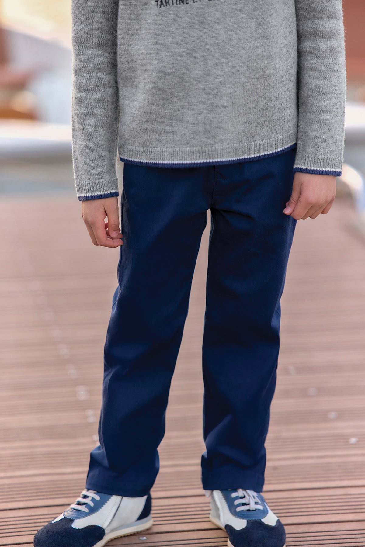 Pantaloni - Blu navy cotone bordo cintura