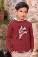 Pull - Bordeaux laine broderie chevalier