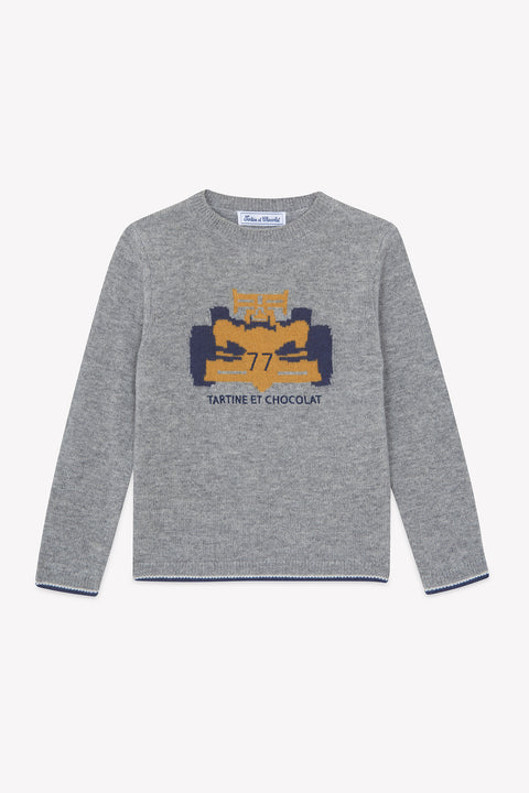 Maglia - Grigio erica Lana Ricamo macchina - Image principale