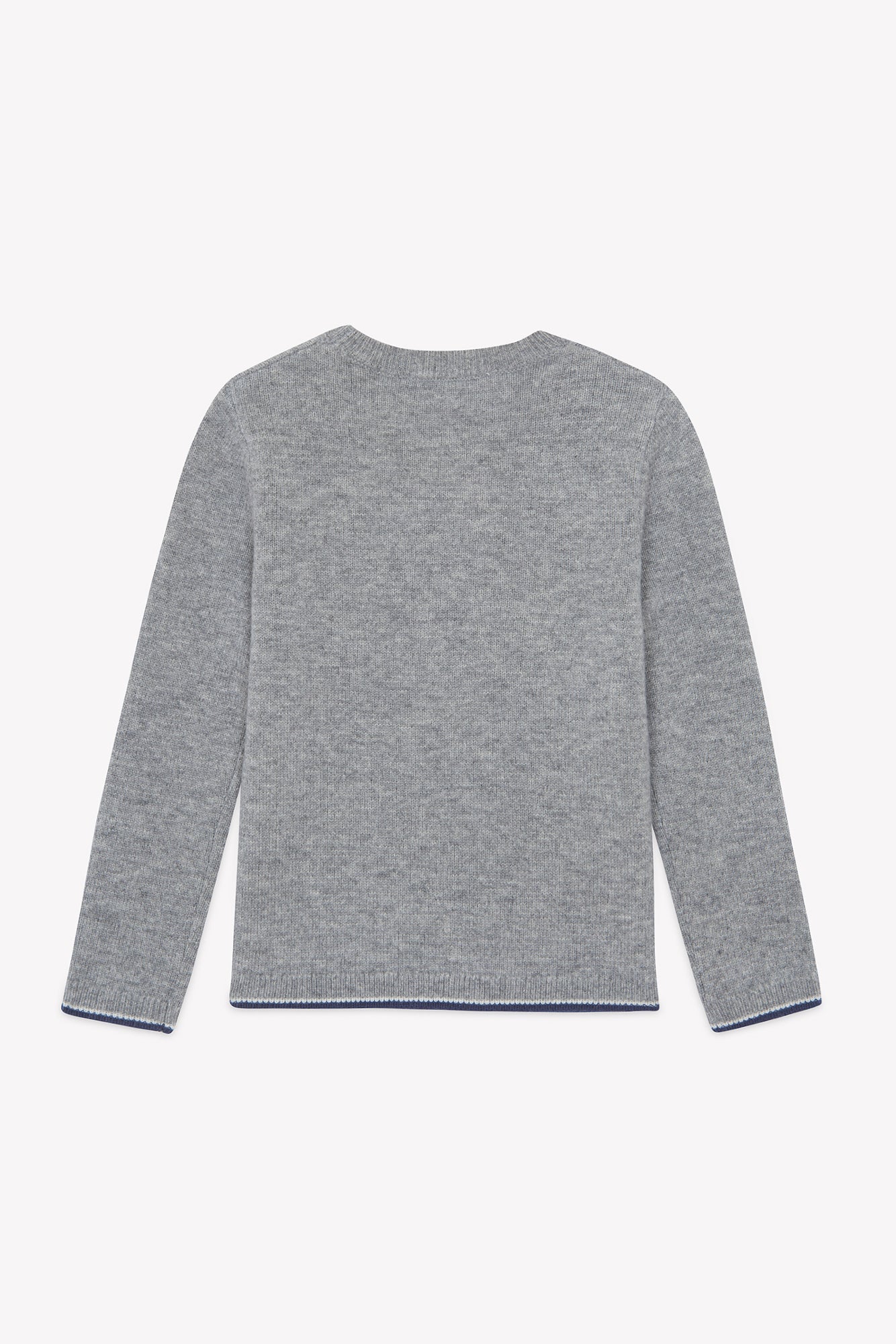 Pull - Gris chiné laine broderie voiture