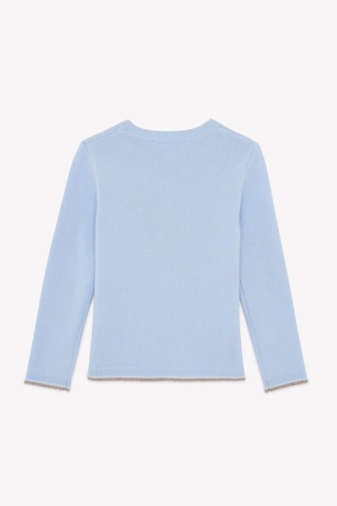 Maglia - Blu Orizzonte Lana Ricamo cane - Image principale
