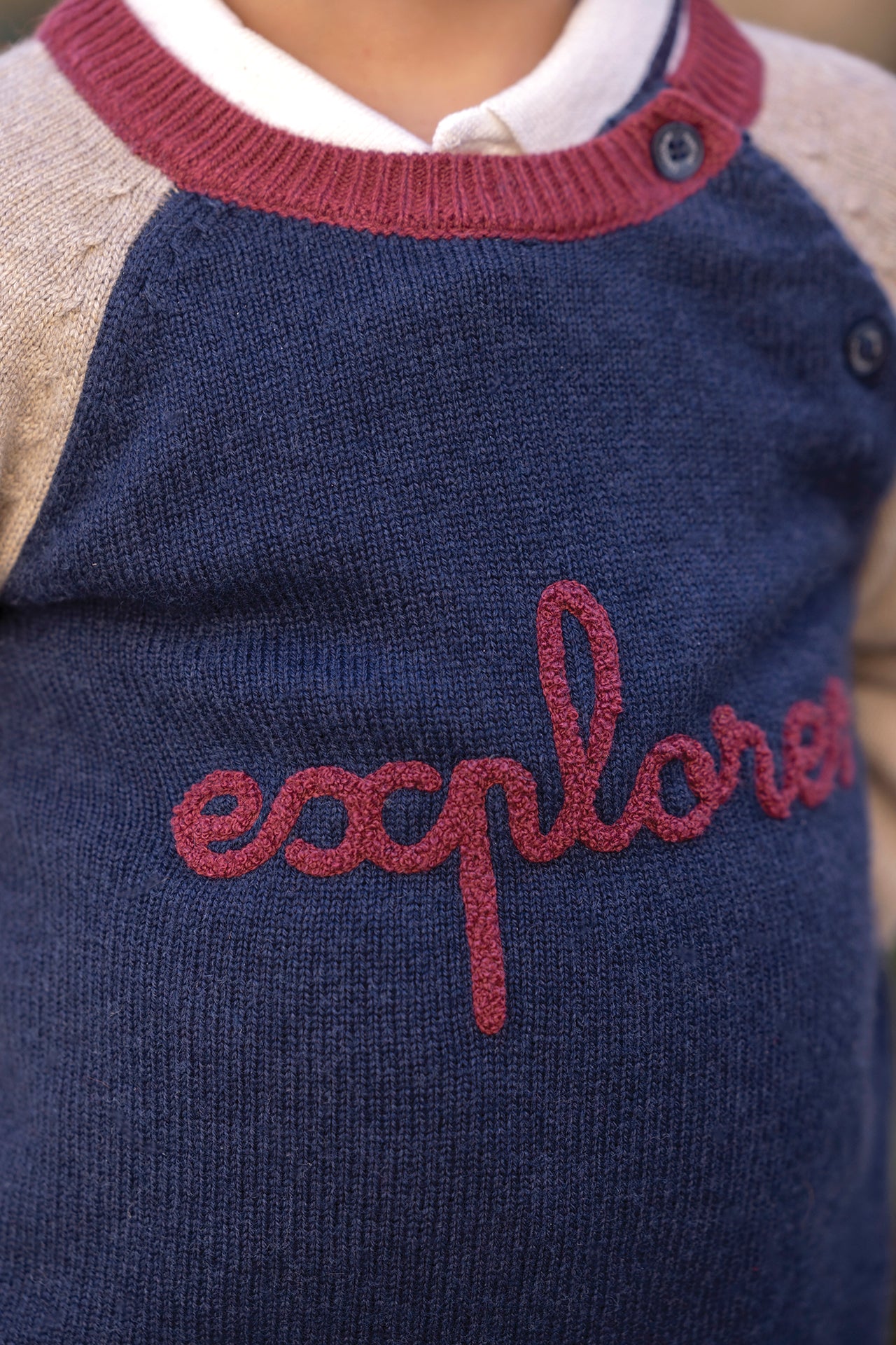 Pull - Indigo laine boutons