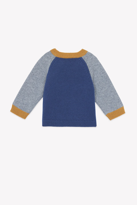 Pullover – Marineblau Wolle Knopf - Image principale