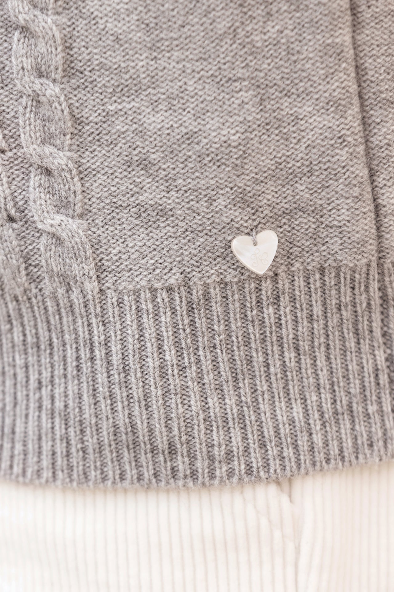 Pull - Gris chiné laine col dentelle