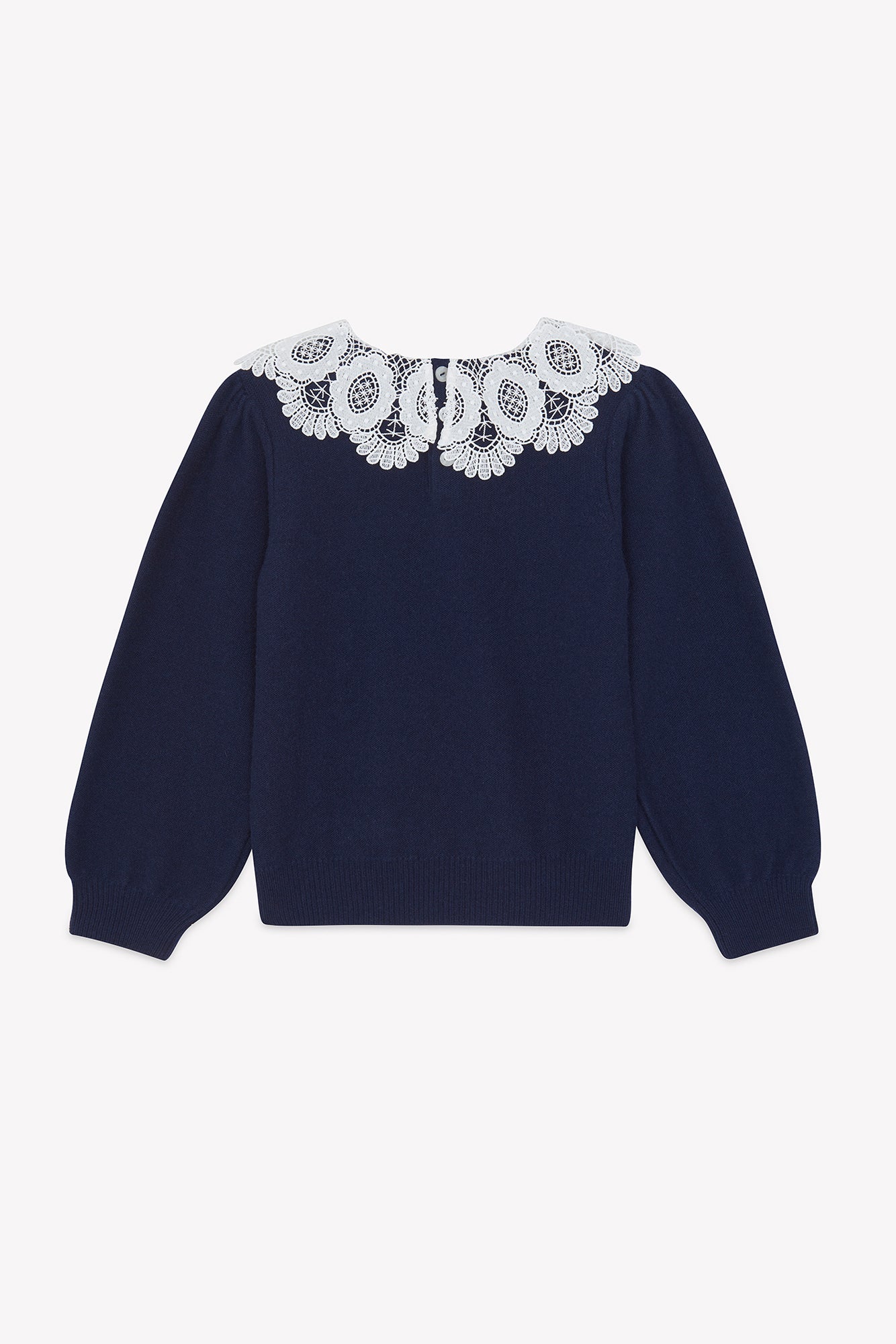 Pull - Marine laine col dentelle