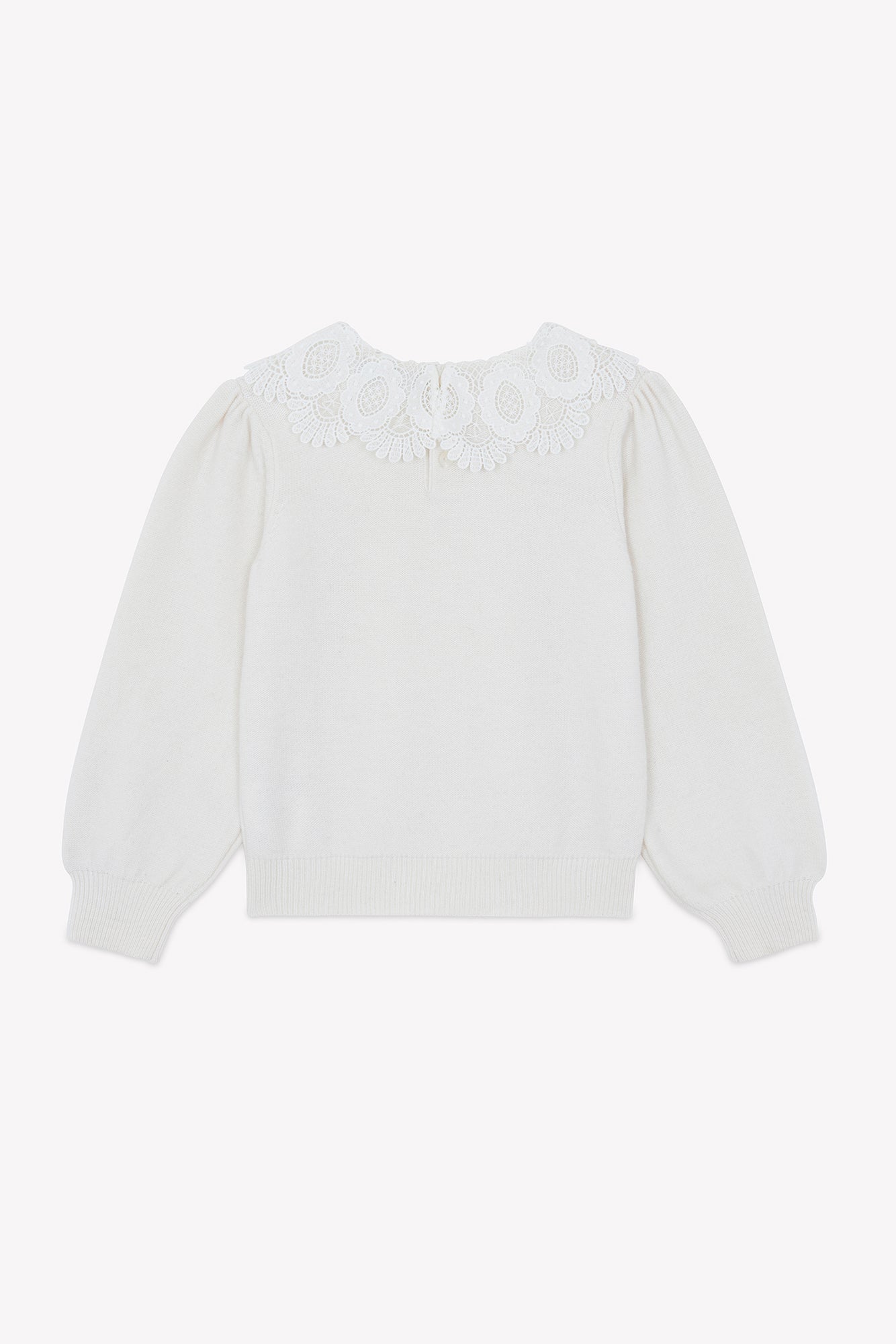 Pull - Ecru laine col dentelle