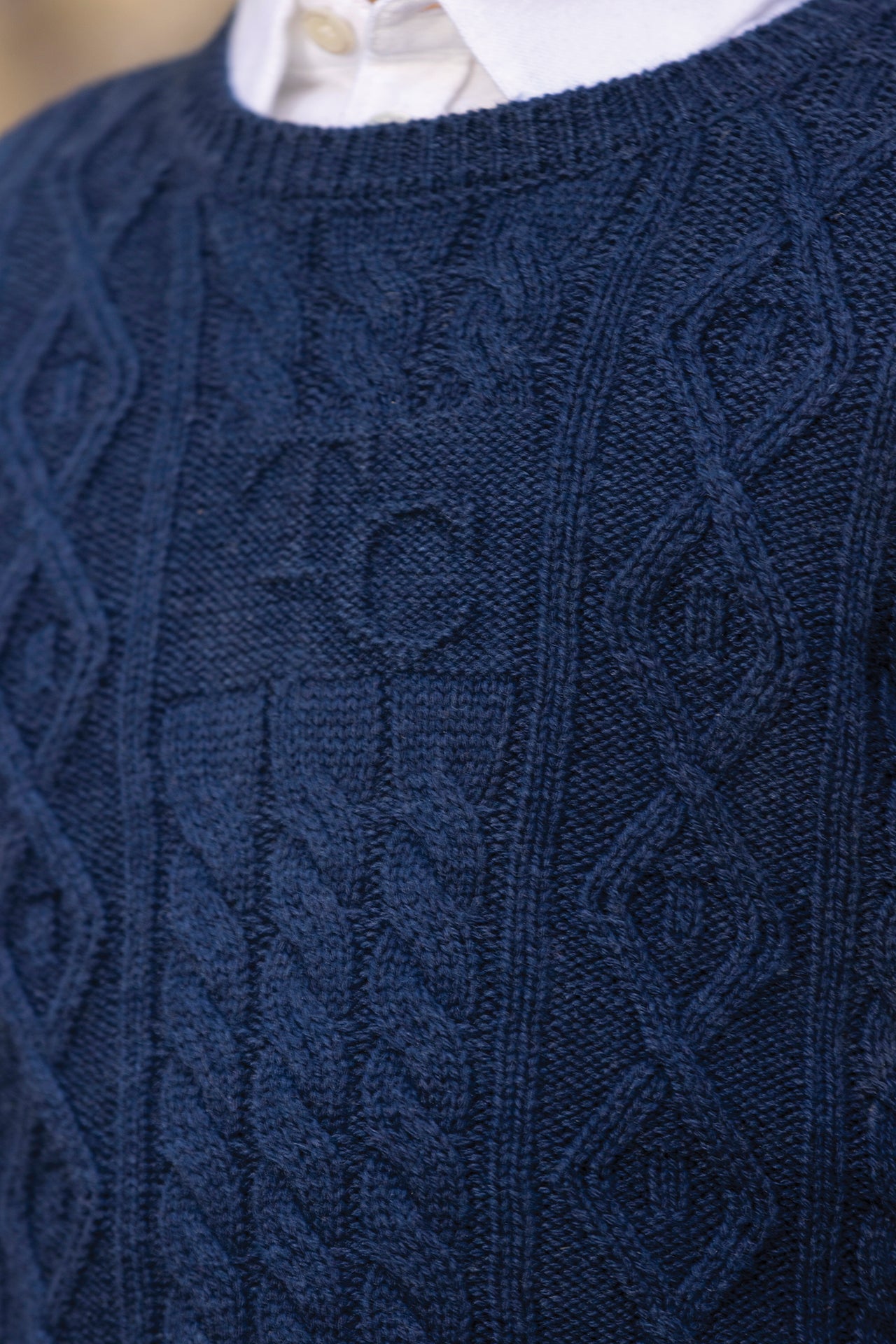 Pull - Marine laine maille tricot tréssée