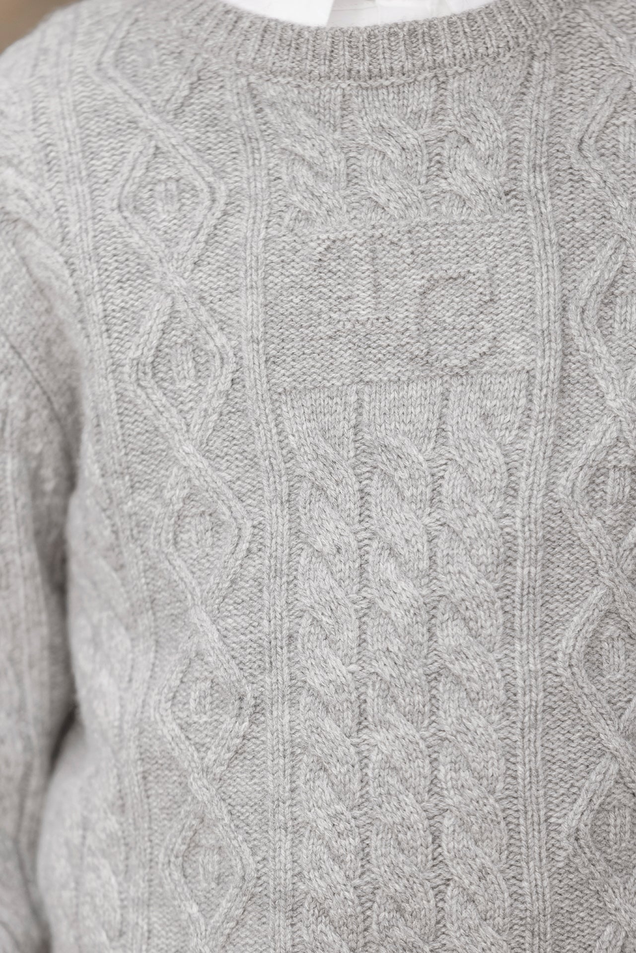 Pull - Gris chiné laine maille tricot tréssée