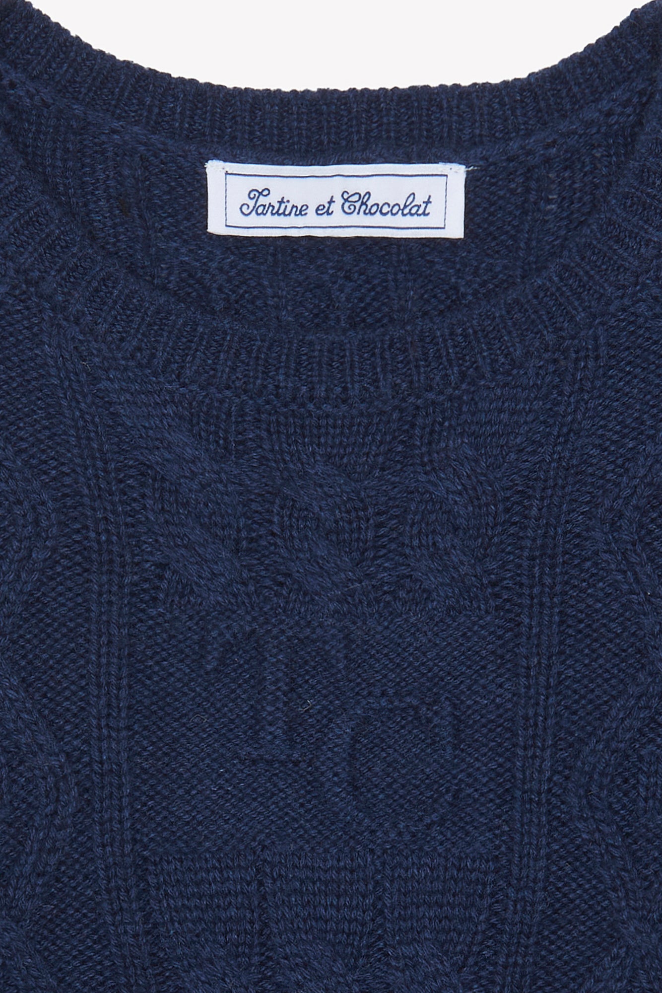 Pull - Marine laine maille tricot tréssée