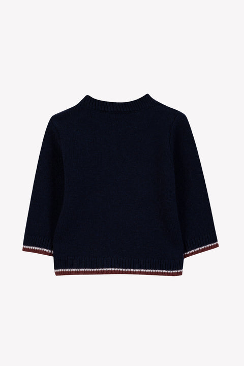 Maglia - Blu navy Lana Ricamo cavaliere - Image principale