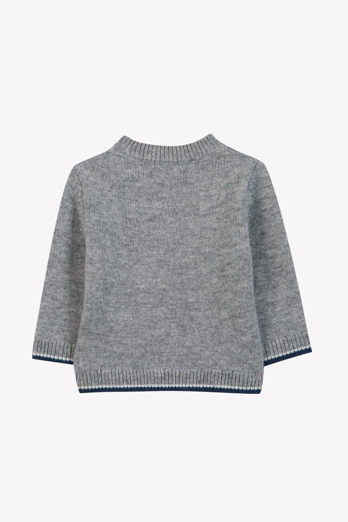 Pull - Gris chiné laine broderie voiture