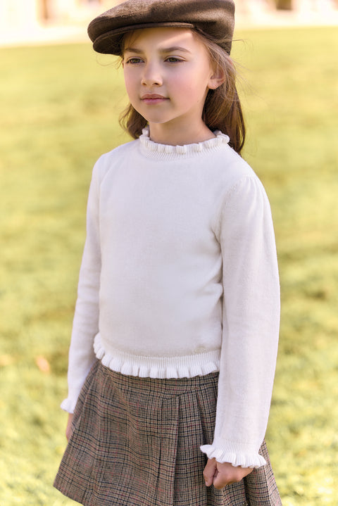 Sweater - Ecru Wool Collar Scalloped - Image principale