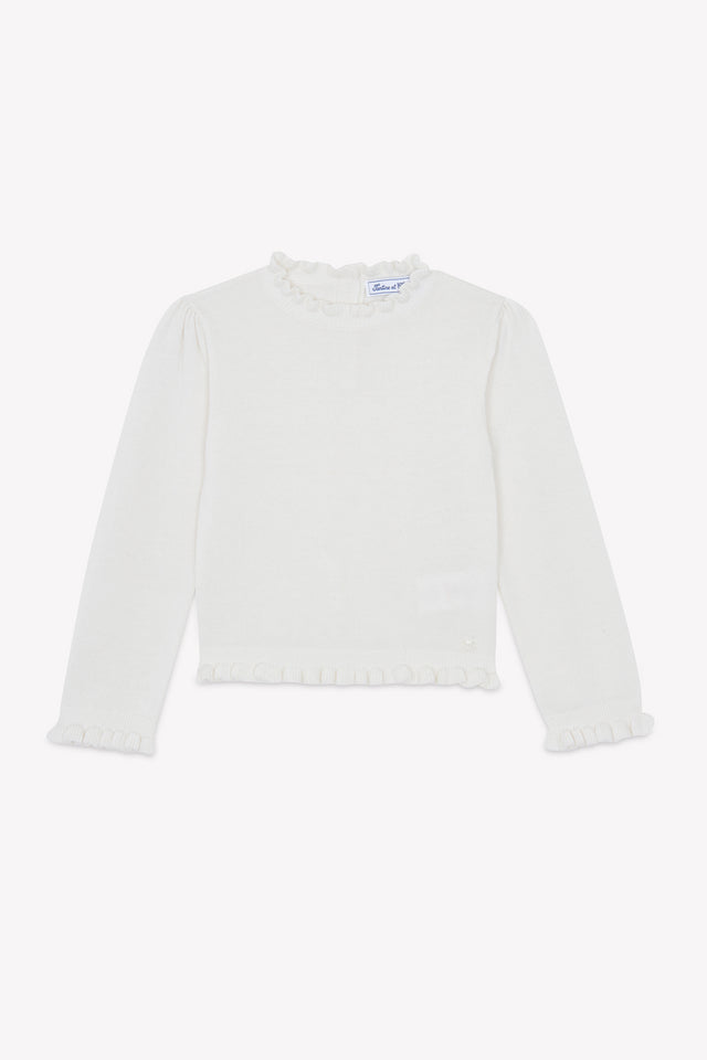 Sweater - Ecru Wool Collar Scalloped - Image principale