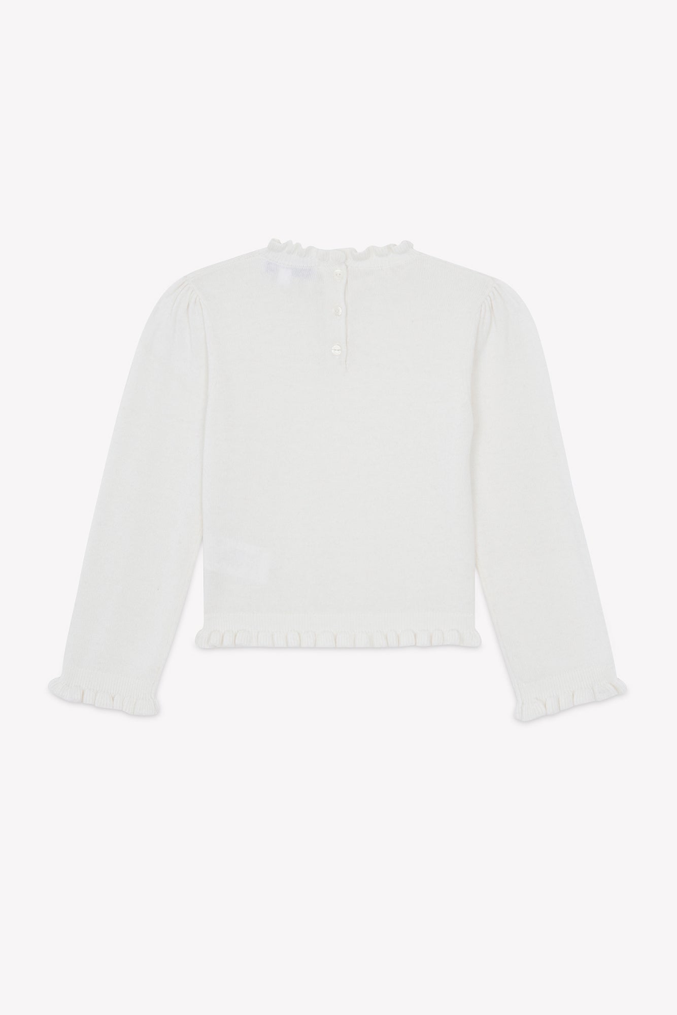 Pull - Ecru laine col festonné