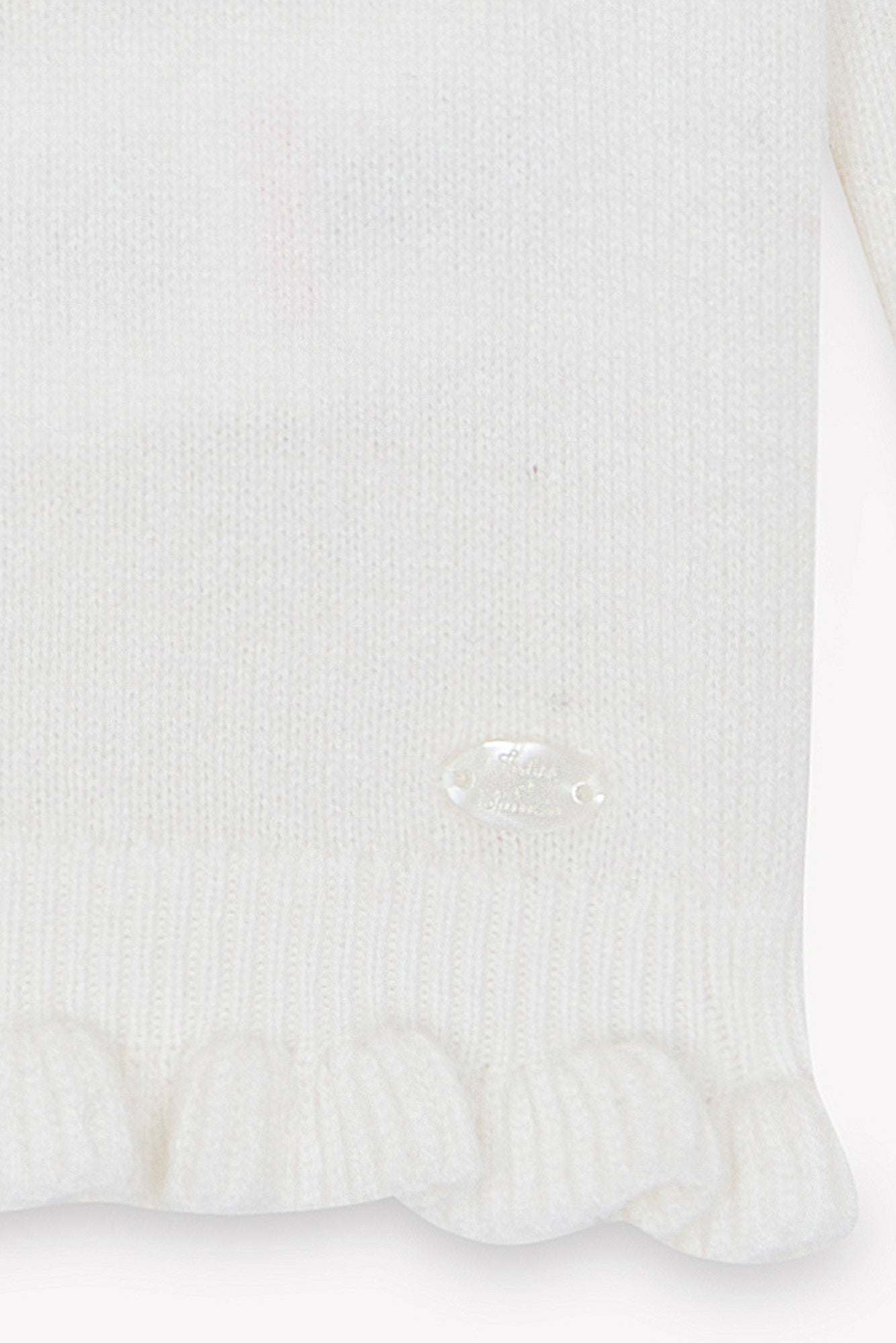 Pull - Ecru laine col festonné