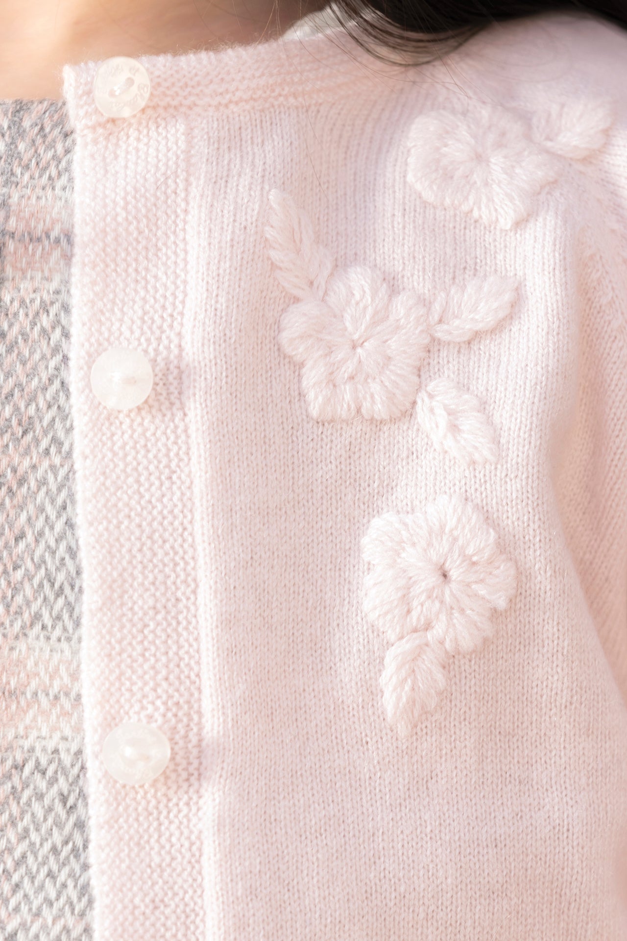 Cardigan - Rosée laine broderies fleurs