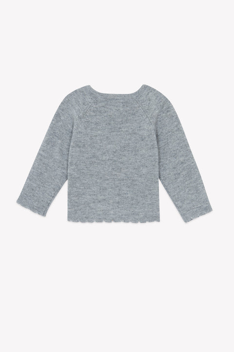 Cardigan - Grigio medio Lana ricami floreali - Image principale