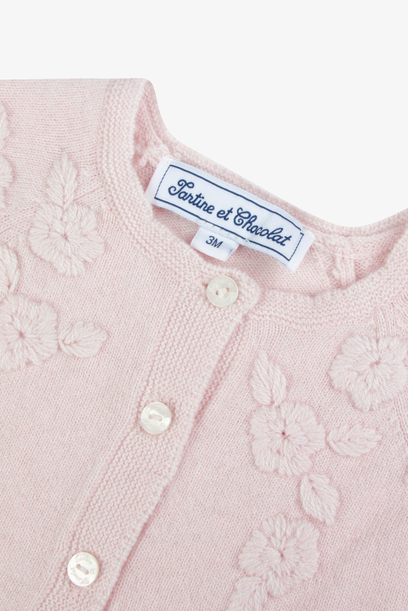 Cardigan - Rosée laine broderies fleurs