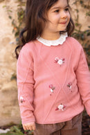 Pull - Blush laine broderie main