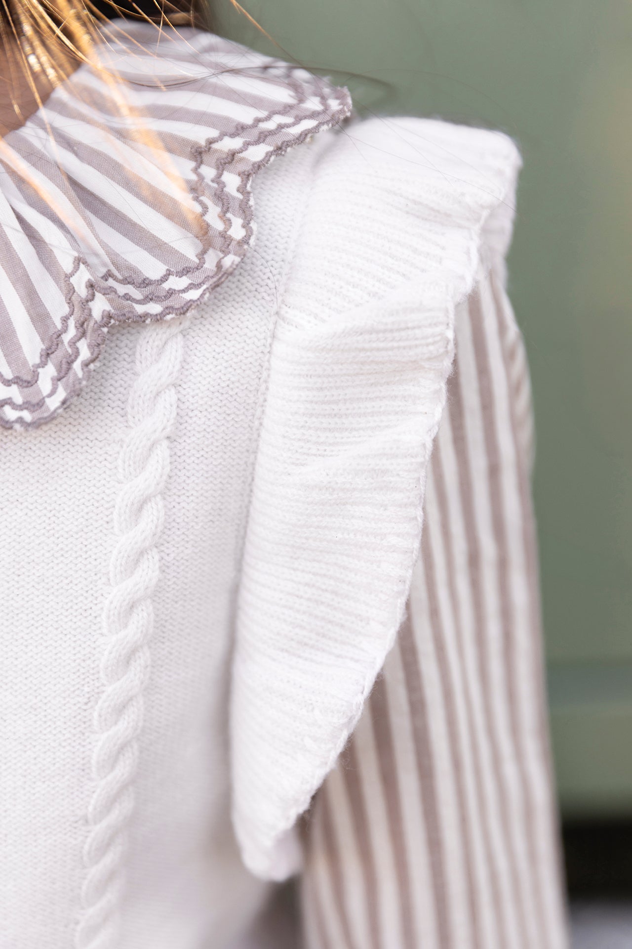 Sweater - Ecru Wool Knitwear braided