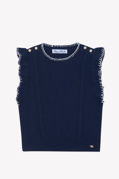 Sweater - Navy Wool Knitwear braided - Image principale