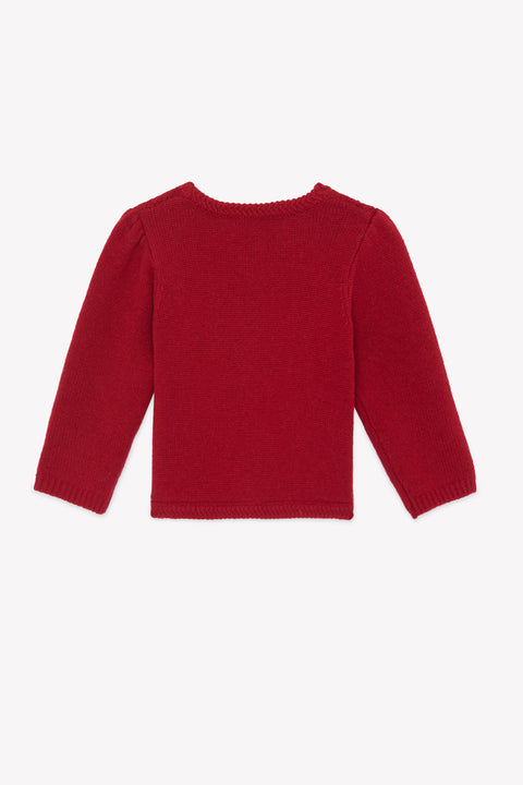 Cardigan - Ciliegia Lana Maglia traforato - Image principale