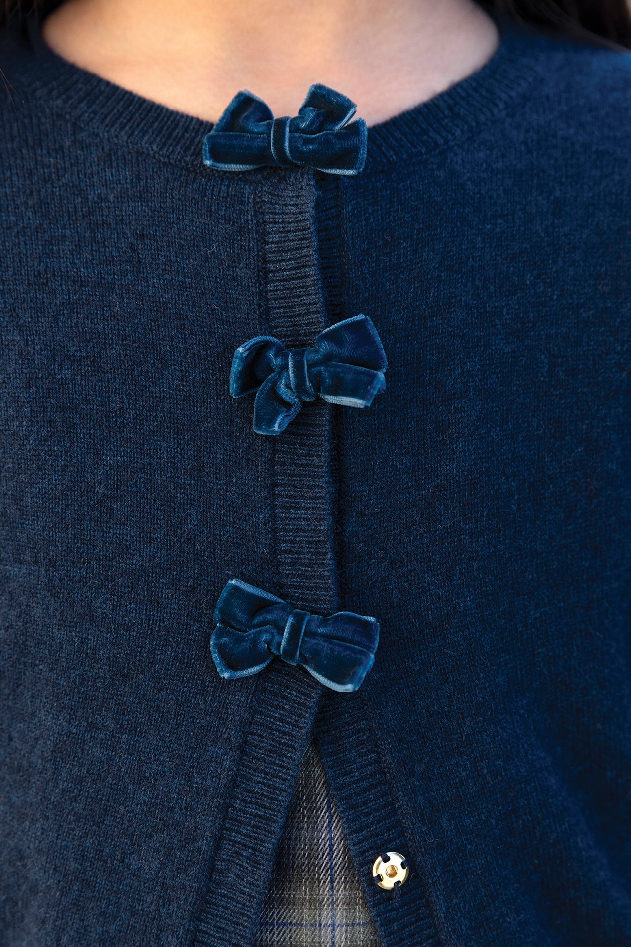 Cardigan - Marine laine nœuds