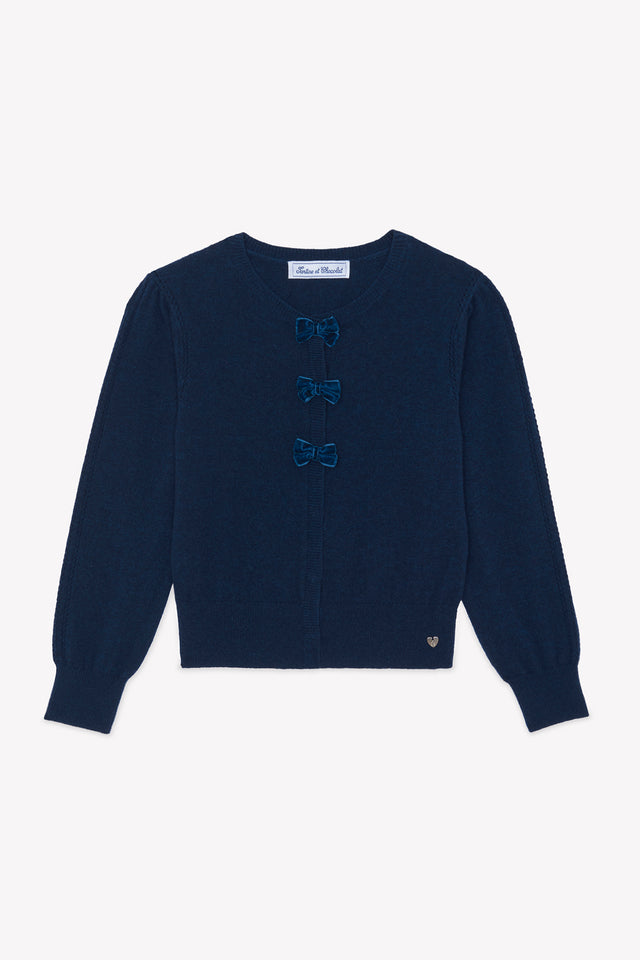 Cardigan - Navy Wool knots - Image principale