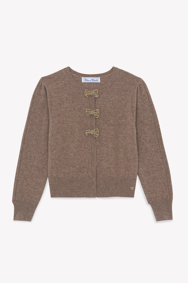 Cardigan - Beige medio lana fiocchi - Image principale