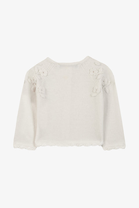 Cardigan - Madreperla  Lana Ricamo fiori a mano - Image principale