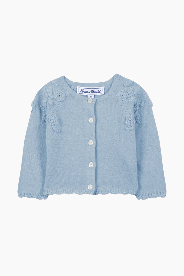 Cardigan - Nuvola Lana Ricamo fiori a mano - Image principale