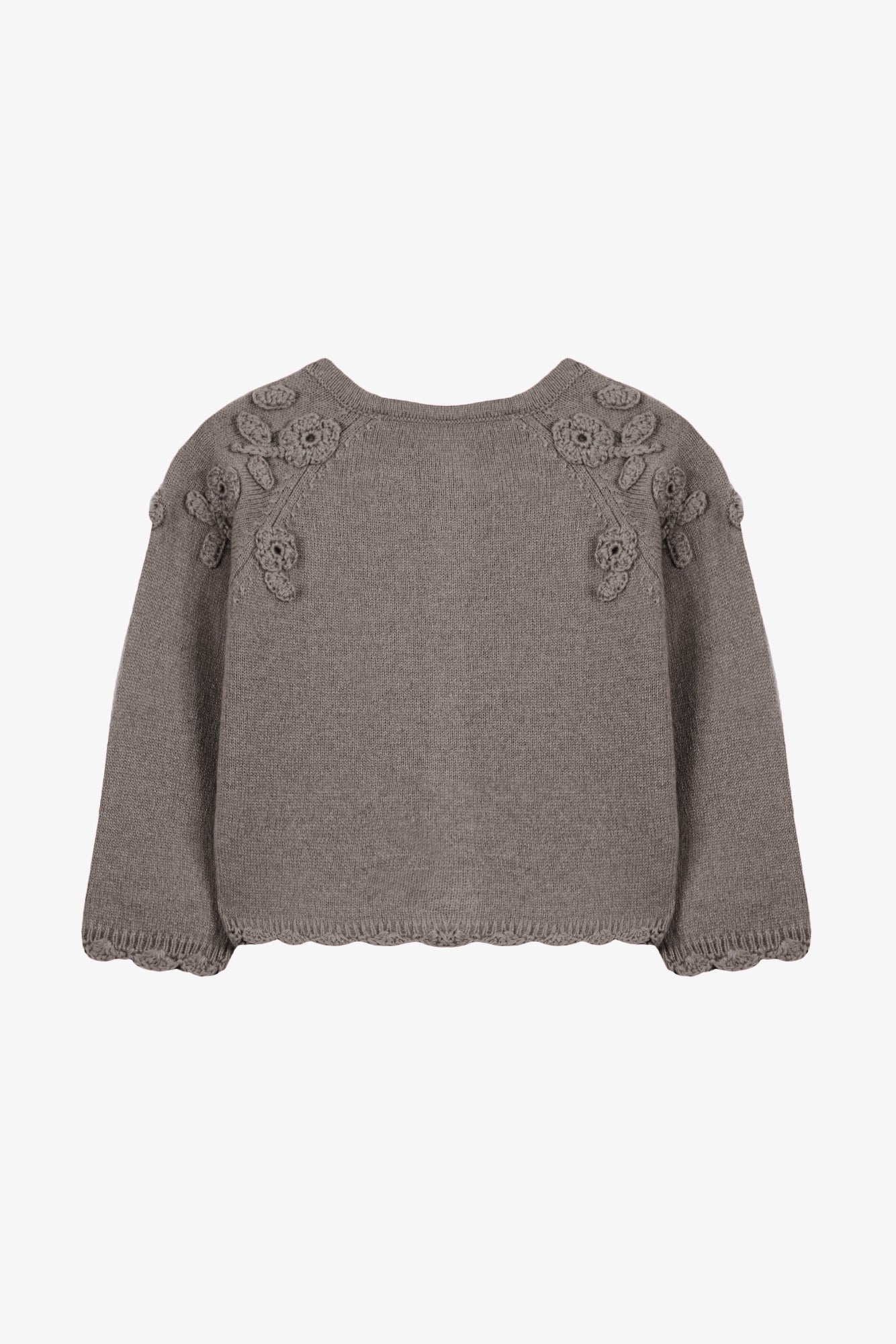 Cardigan - Beige medio Lana Ricamo fiori a mano