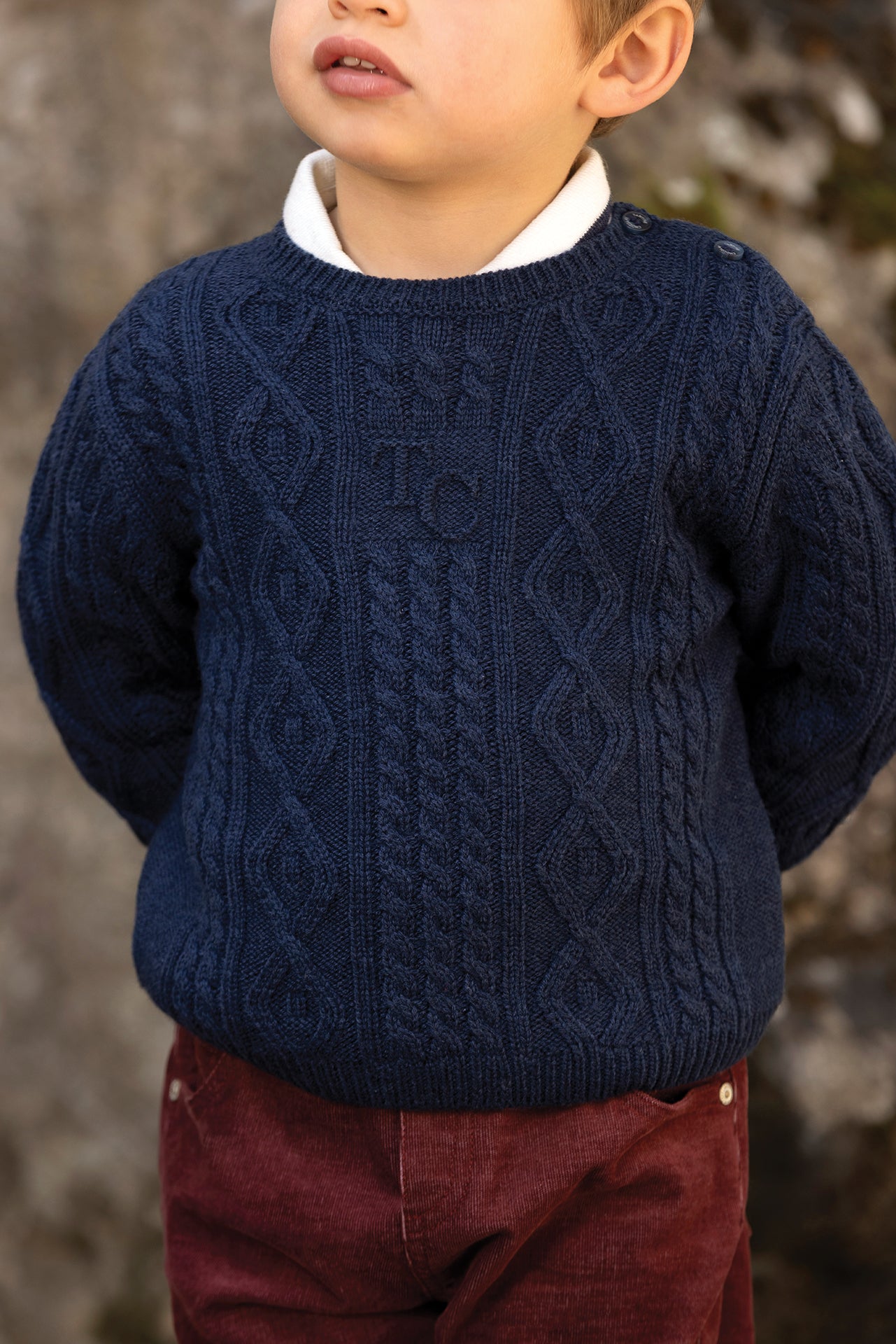 Pull - Marine laine maille torsadée