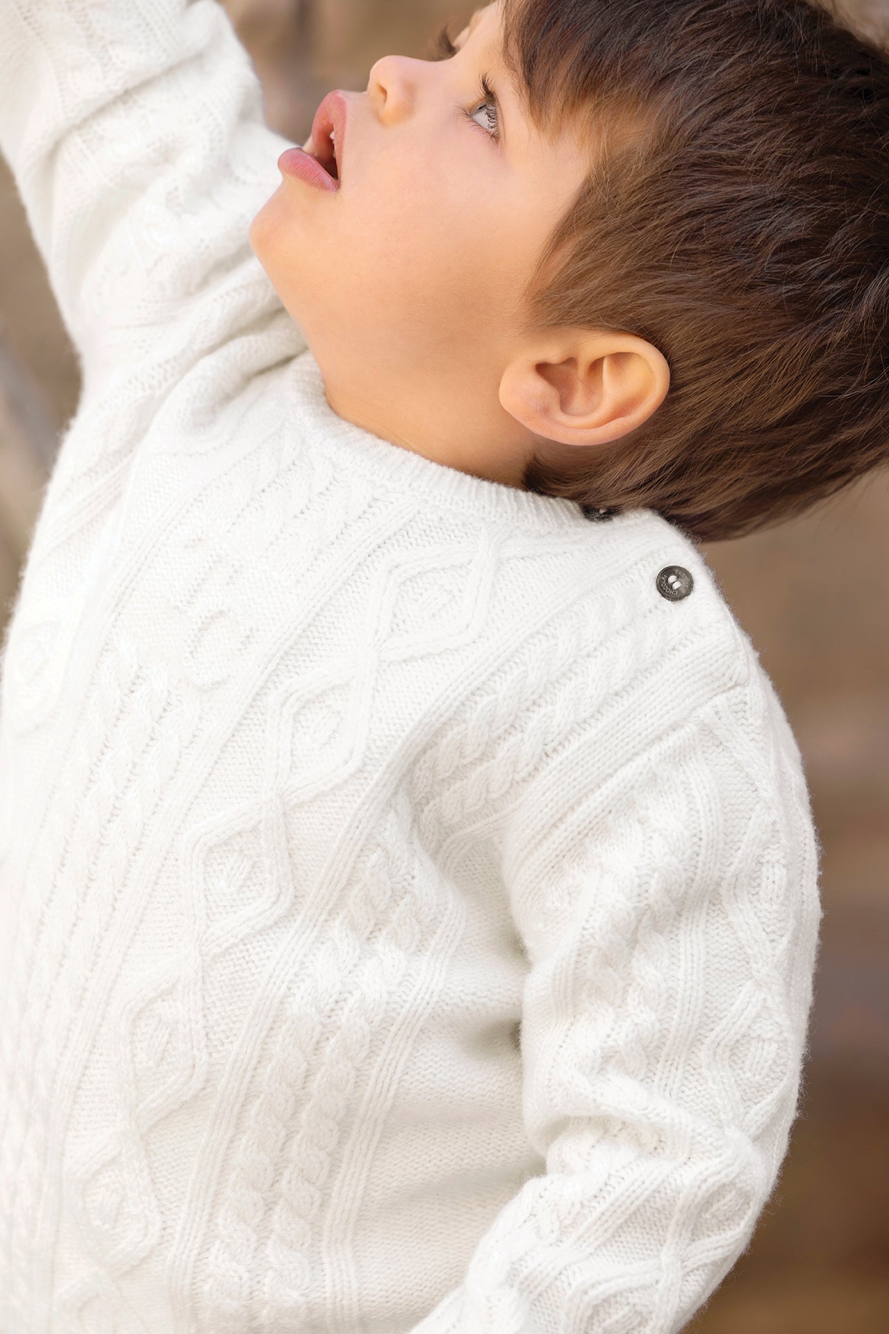 Pull - Ecru laine maille torsadée