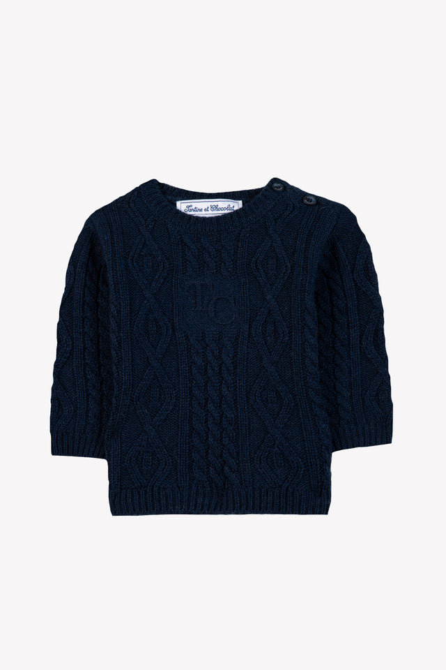 Maglia - Blu navy Lana Maglia contorto - Image principale