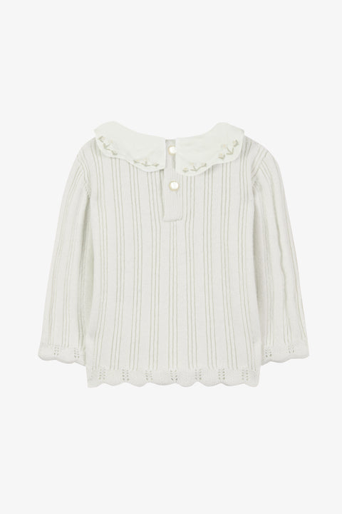 Maglia - Madreperla  Lana Colletto Claudine arruffato - Image principale