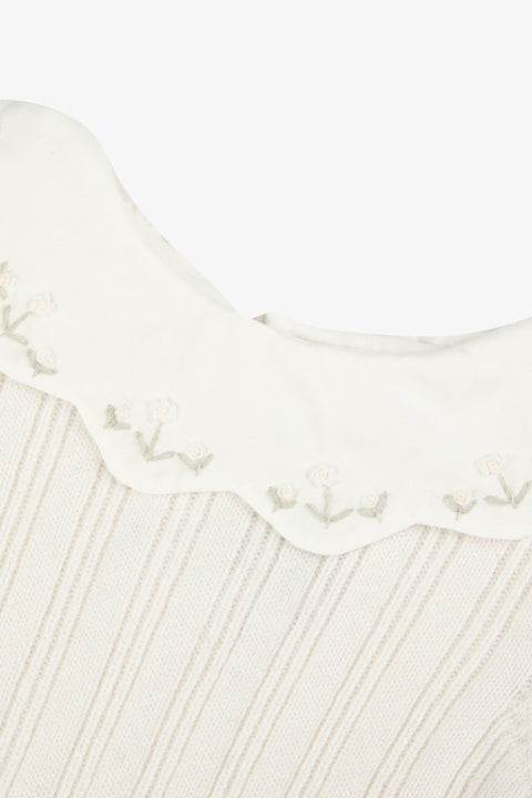 Maglia - Madreperla  Lana Colletto Claudine arruffato - Image principale