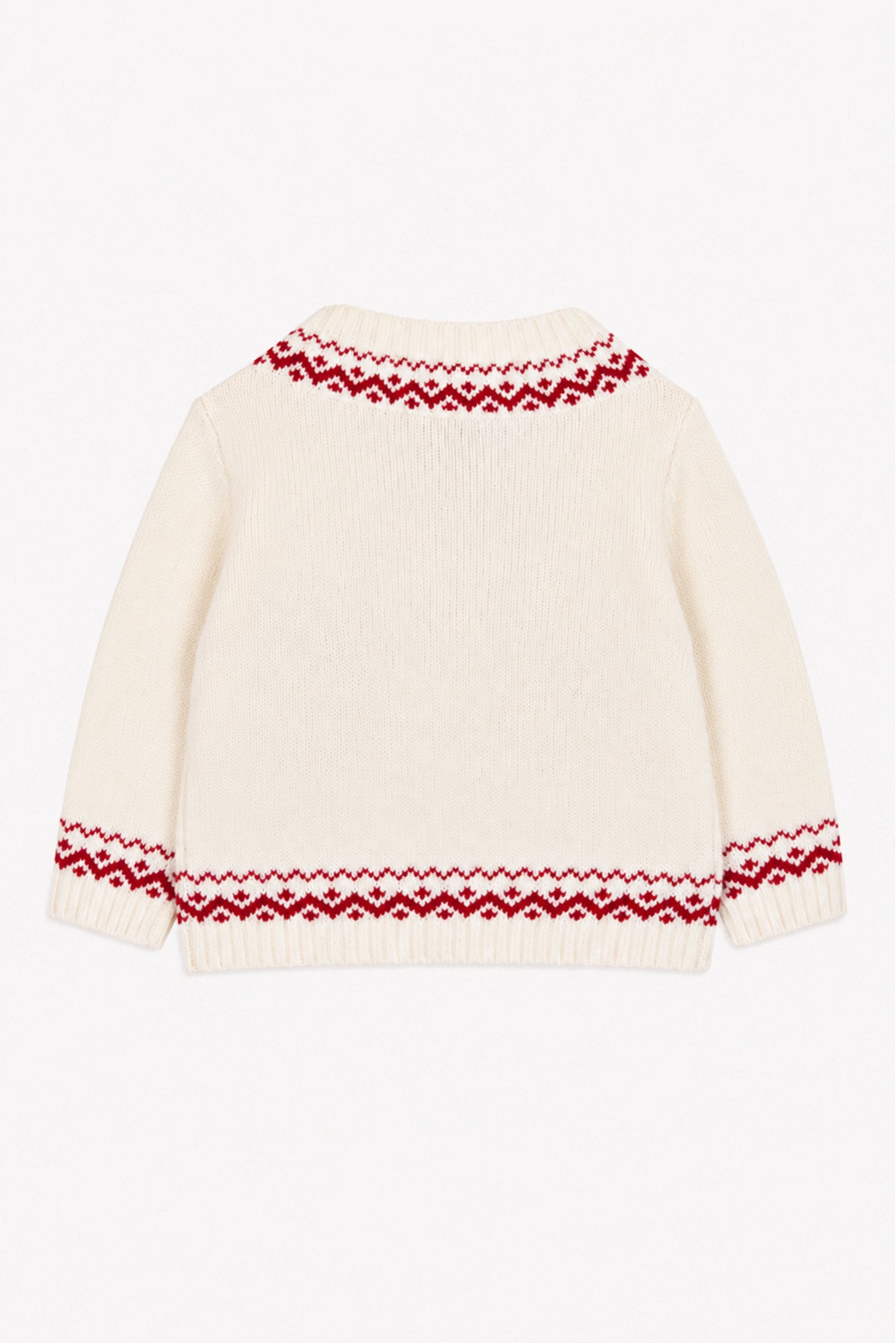 Sweater - Ecru Wool Round neck teddy bear