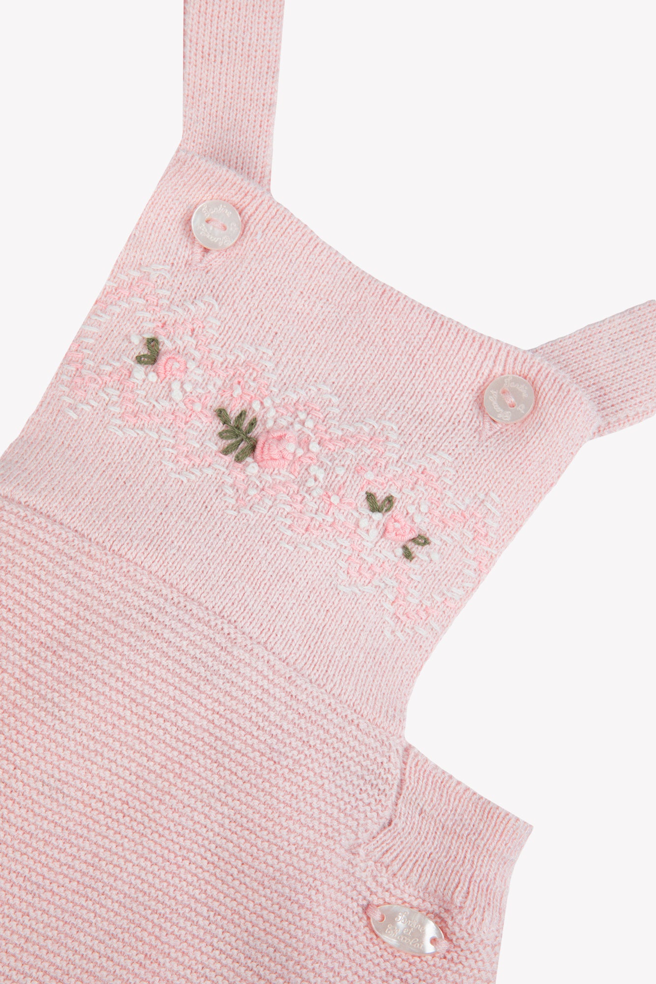 Salopette longue - Rosée coton broderie fleurie
