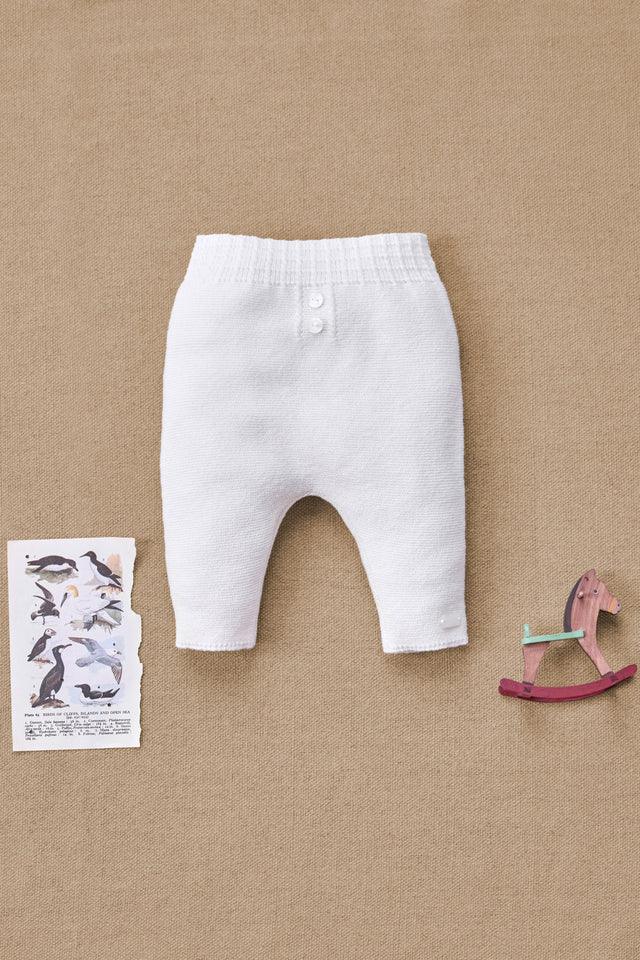 Trousers - Ecru cotton knit - Image principale