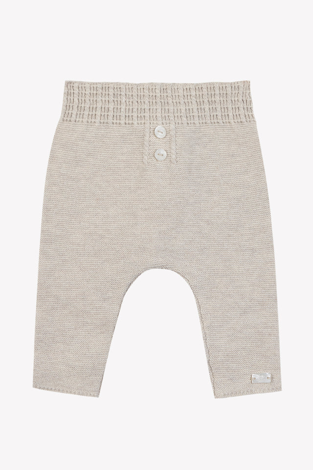 Pantalon - Beis punto de algodón jaspeado - Image principale