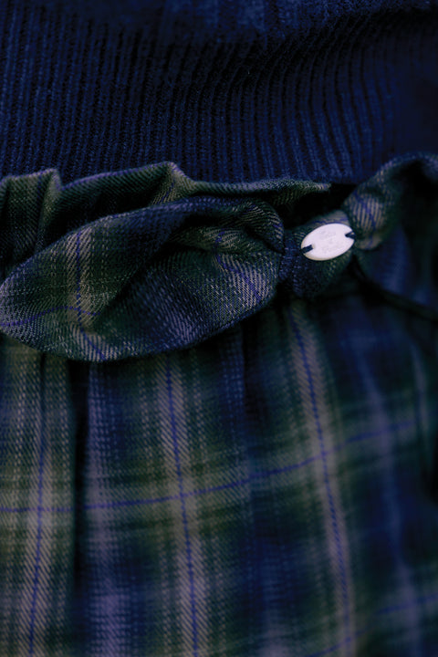 Trousers - Navy cotton Check - Image principale