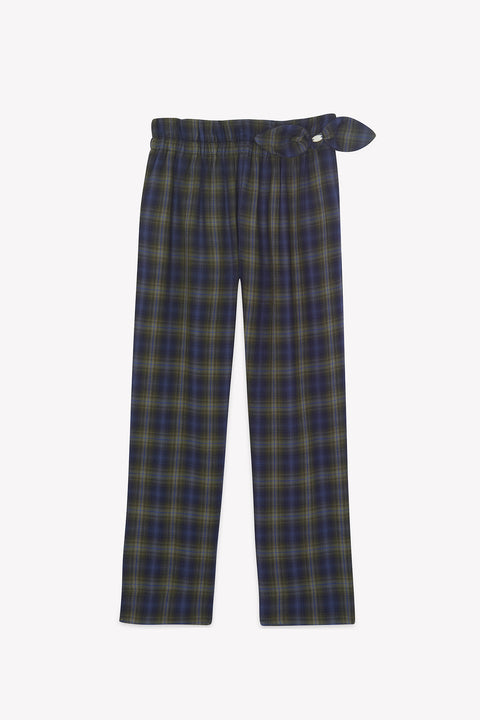 Trousers - Navy cotton Check - Image principale