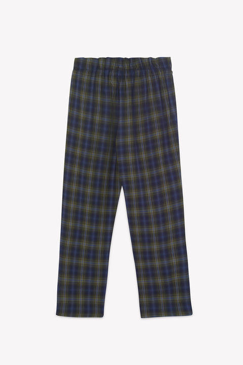 Trousers - Navy cotton Check - Image principale