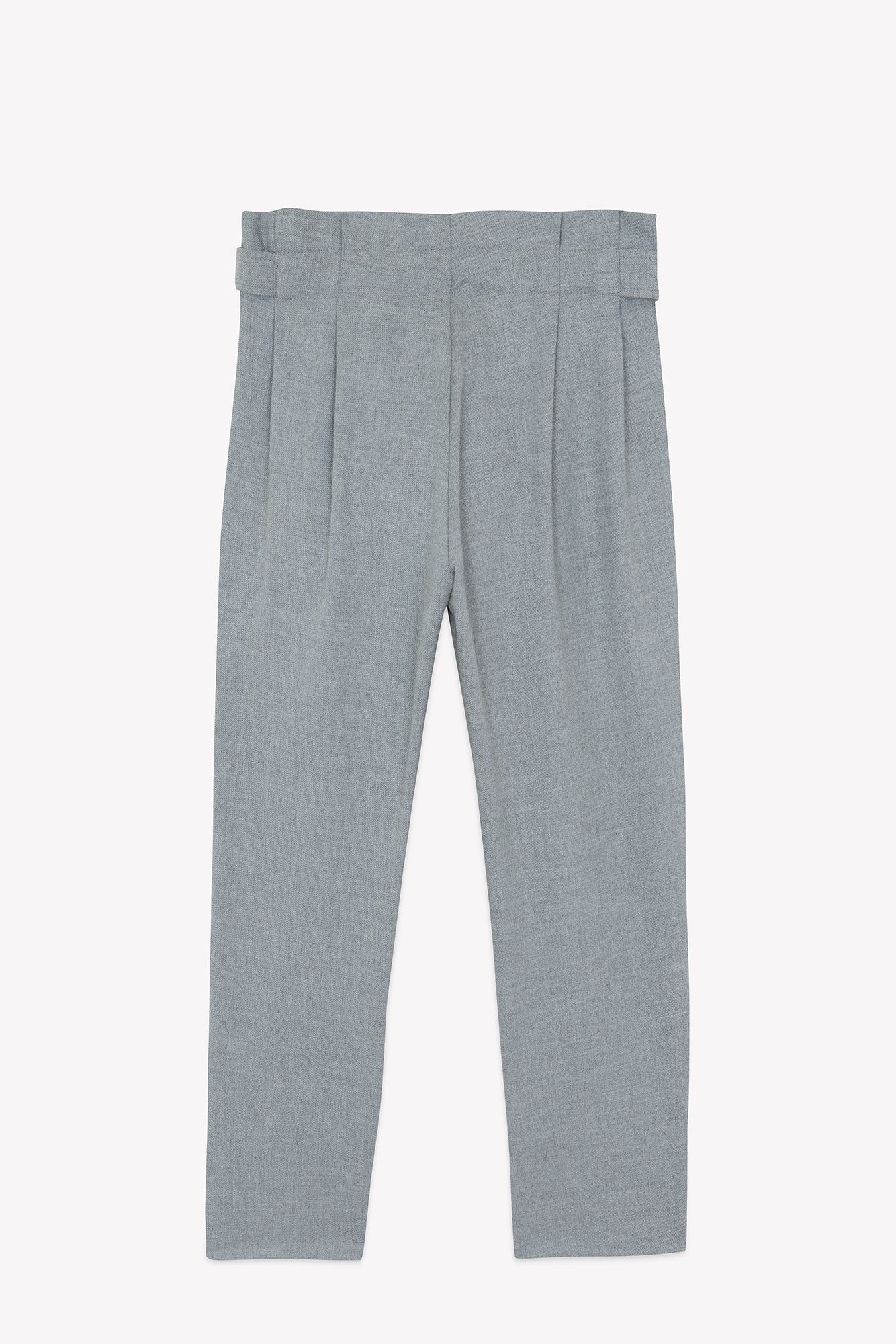 Pantalon - Gris chiné coton plis plats