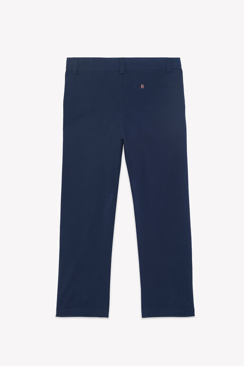 Pantalon - Azul marino algodon Ribete Cinturón - Image principale