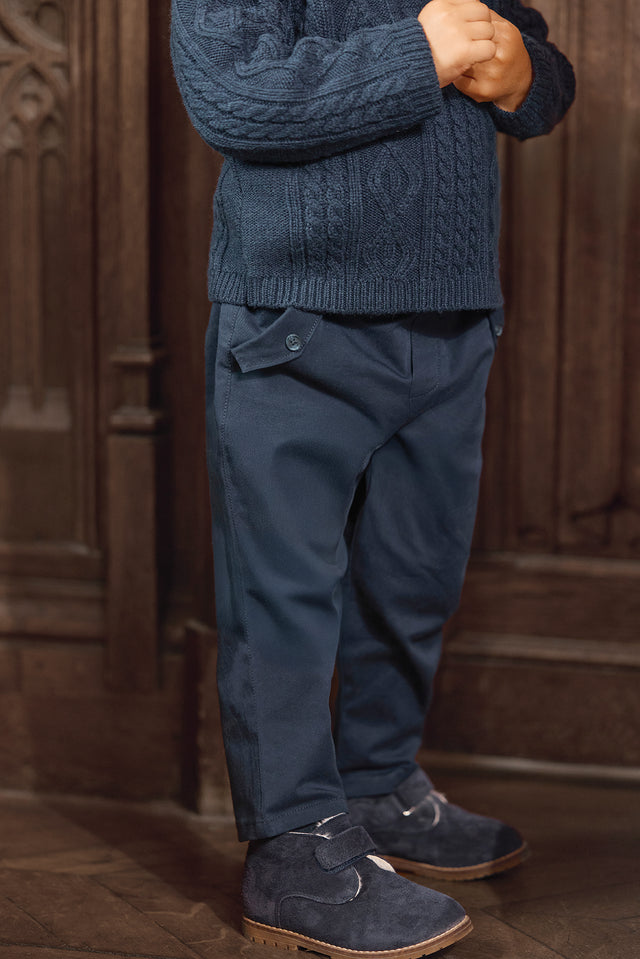 Pantalon - Azul marino algodon Ribete - Image principale