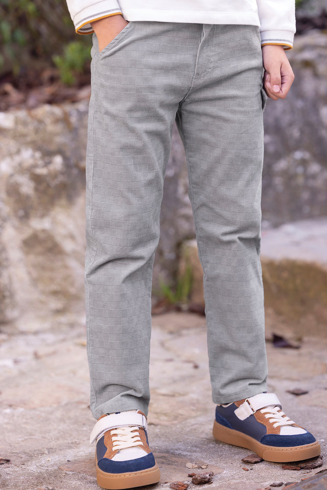 Pantaloni - Grigio cotone medio Scacchi - Image principale